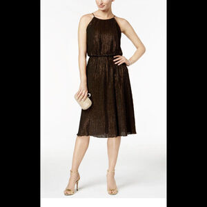 Women’s Formal Dress Size 14 JULIA JORDAN Brown Cinched-waist Blouson Dress NEW